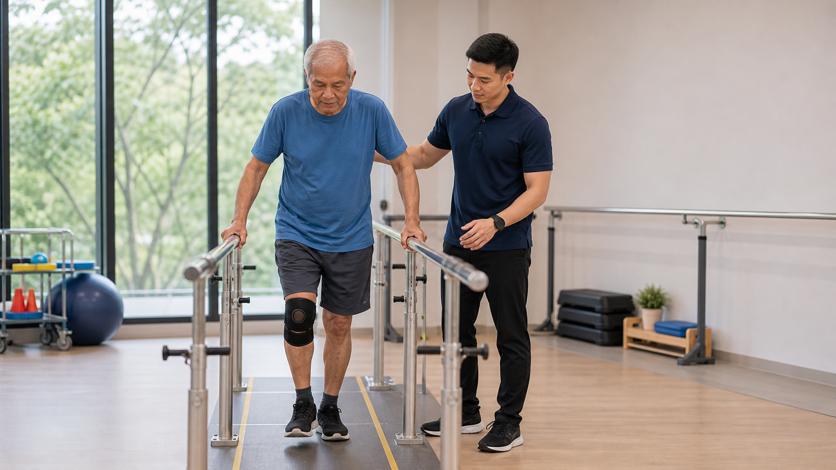 Neurological rehabilitation with gait and balance support